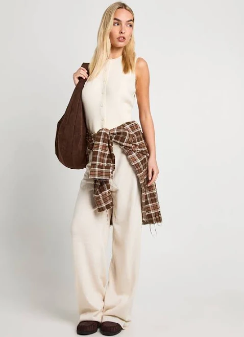 matching set Boohoo Women's Super Soft Rib Knitted Waistcoat & Wide Leg Trouser Co-Ord boohoo USA $42.4