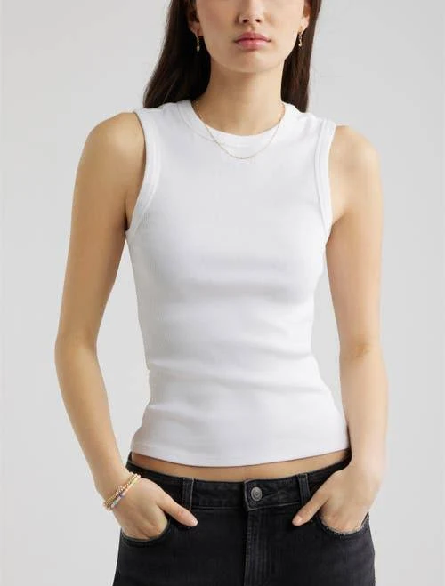 top BP. Crewneck Rib Tank in White at Nordstrom, Size Medium Nordstrom $19.5