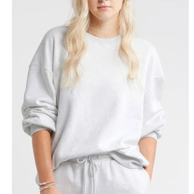 top BP. Relaxed Cotton Blend Sweatshirt in Grey Fog Heather at Nordstrom, Size Small Nordstrom $45