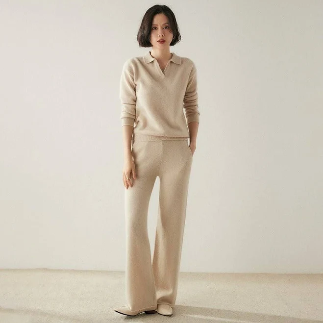 matching set Breezehaven Women's Cashmere Wool Wide Leg Set Hilltop Nord $341.99