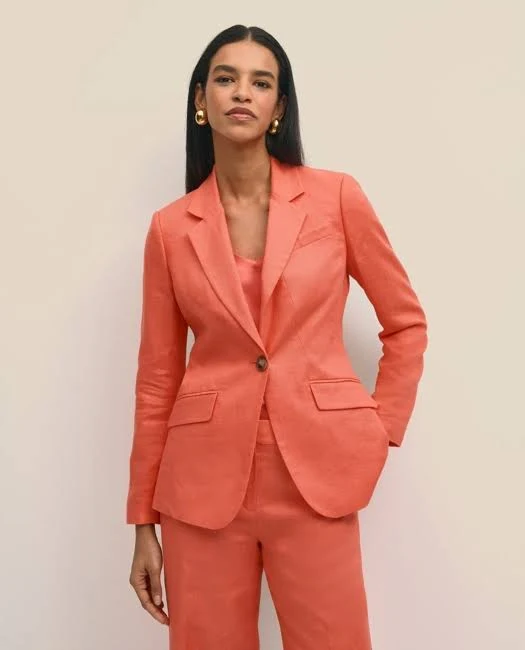 blazer Brooks Brothers Women's Linen One-Button Notch Lapel Jacket Brooks Brothers $207.99