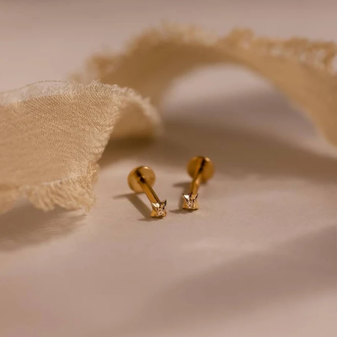 accessory Caitlyn Minimalist Dainty North Star Diamond Flatback Stud Earrings in 18K Gold Caitlyn Minimalist $21.75