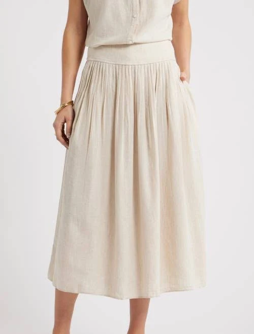 bottoms Caslon Pull-On Linen Blend Midi Skirt Nordstrom $89.5