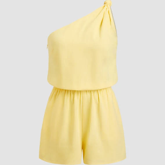 romper CIDER Women's Linen-Blend Asymmetrical Neck Pocket Romper Breathable Stylish Summer Cider $35.92