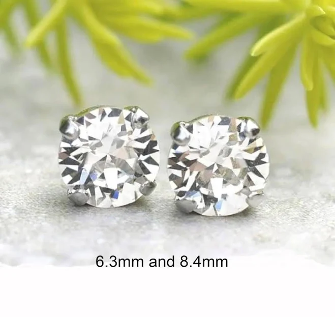 accessory Clear Crystal Stud Earrings, Austrian Crystal Studs, Studs in settings Etsy - rostone $7.95