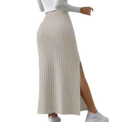 maxi skirt Coolmee Women's Casual High-Waisted Ribbed Knit Maxi Skirt with Side Split Target $29.99