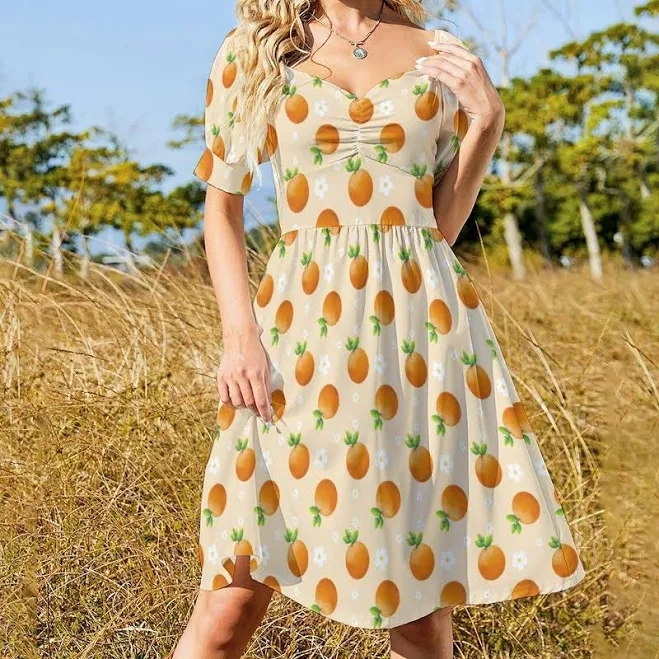 dress Cottagecore Puff Sleeve Fruit Print Sundress Etsy - Seller $44.21