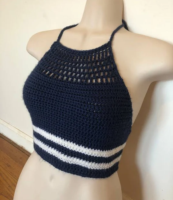 top Crochet Halter Crop Top Etsy - Seller $25