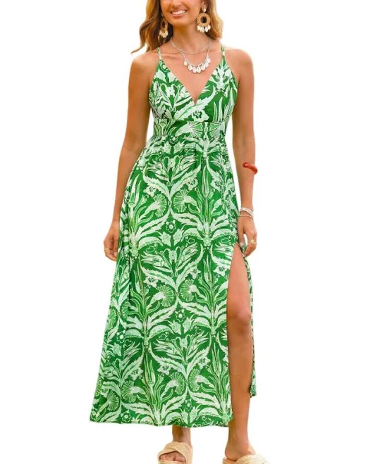 dress Cupshe Women's Tropical Whispers Maxi Dress with Side Slit Macy's $53.99