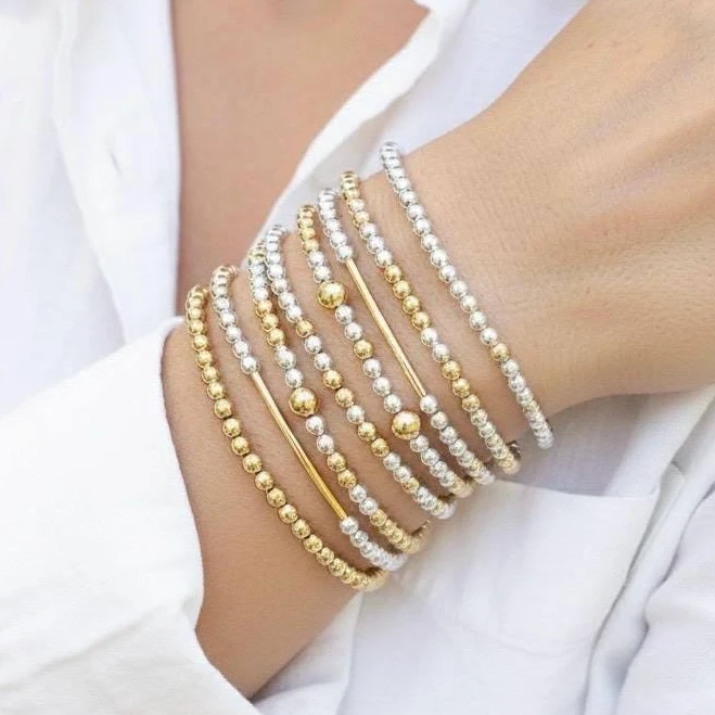 accessory Dainty Minimalist Two Toned Beaded Bracelet Stack Etsy - Seller $12.75