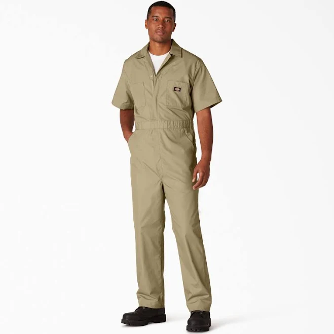jumpsuit Dickies Short Sleeve Coveralls - D33999 Khaki / Regular / 2XL Basics Clothing Store $44.99