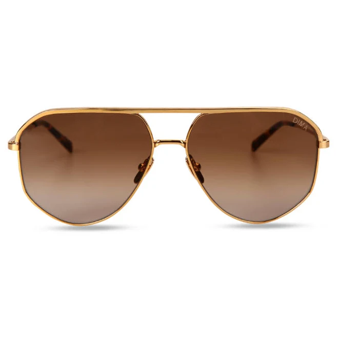 accessory DIMA Nova Oversized Gold Aviator Sunglasses - Tortoise Rim Detail - Brown Gradient DIMA Eyewear $78