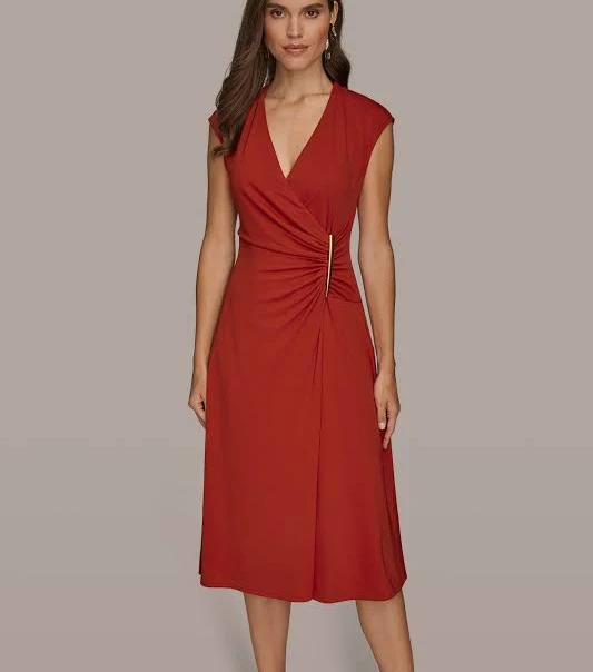 dress Donna Karan Women's Faux Wrap Jersey Midi Dress Donna Karan $95.4