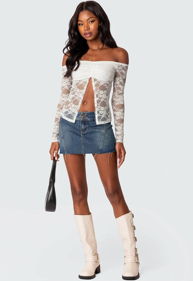 bottom Edikted Women's Donnie Washed Denim Mini Skirt edikted $21.6