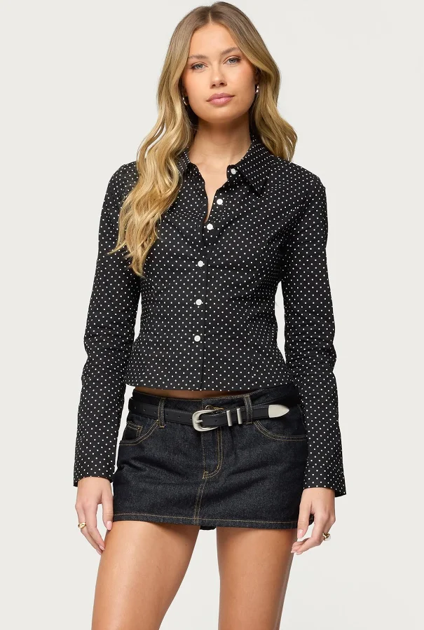 top Edikted Women's Ilia Polka Dot Button-Up Shirt edikted $18