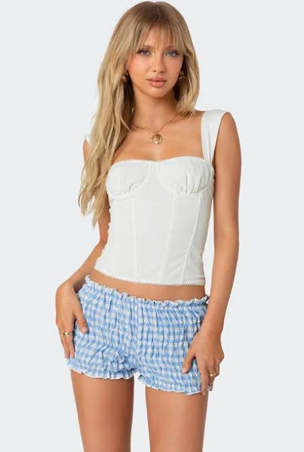 top Edikted Women's Marcella Wide Strap Mesh Corset edikted $29.6