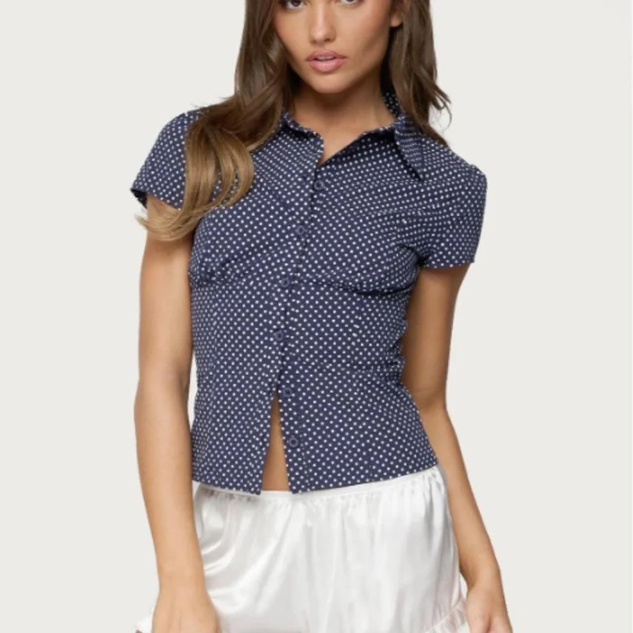 polka dots outfits Edikted Women's Polka Dot Tailored Button-Up Shirt edikted $19.2