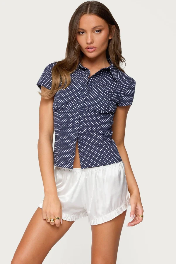 polka dots outfits Edikted Women's Polka Dot Tailored Button-Up Shirt edikted $19.2
