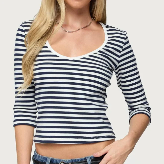 top Edikted Women's Poppie Striped V Neck Top edikted $15.2