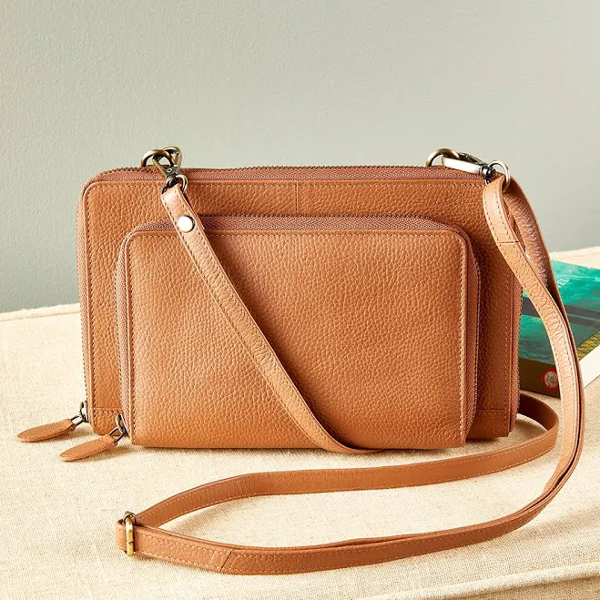 bag Ella Simone 3-in-1 Leather Crossbody Bag The Vermont Country Store $79.95