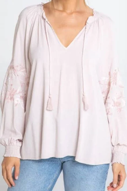 top Embroidered Peasant Top Shoptiques | Shop Local Boutiques $32