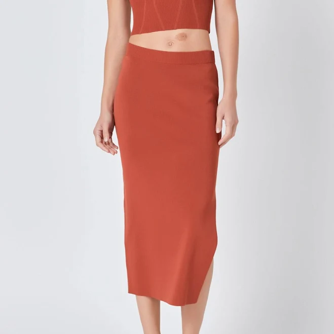 matching set Endless Rose Side Slit Detailed Knit Midi Skirt Endless Rose $49