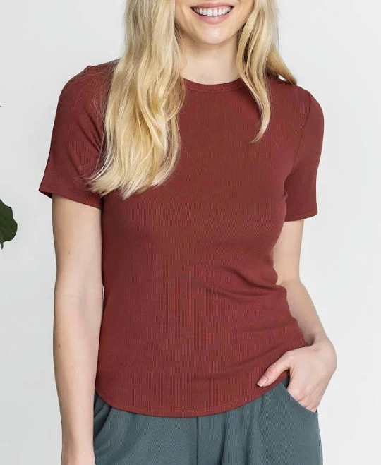 crop top Essential Ribbed Fitted Tee Grace and Lace $20.99
