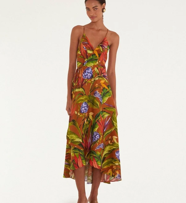 dress FARM Rio Women's Florart Linen Wrap Midi Dress Farm Rio $270