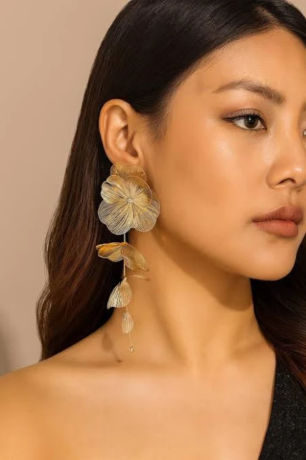 accessory Floral Statement Long Oversized Drop Earrings Etsy - Seller $30.09