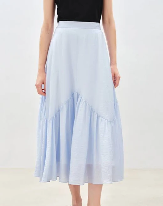 skirt Flowy Tencel-Blend A-Line Midi Skirt Fibflx $125