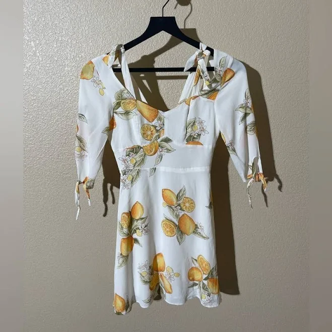 dress For Love And Lemons Dresses | For Love And Lemons White And Orange Citrus Mini Dress | Color: Orange/White | Size: Xs | Konstvika7's Closet Poshmark $100