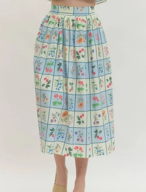 skirt Freya Petal Printed Midi Skirt The Swank Company $46