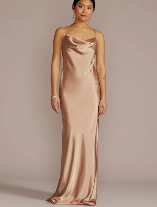 dress Galina Signature Charmeuse Cowl Neck Dress in Sand | Size: 14 | David's Bridal David's Bridal $129.99