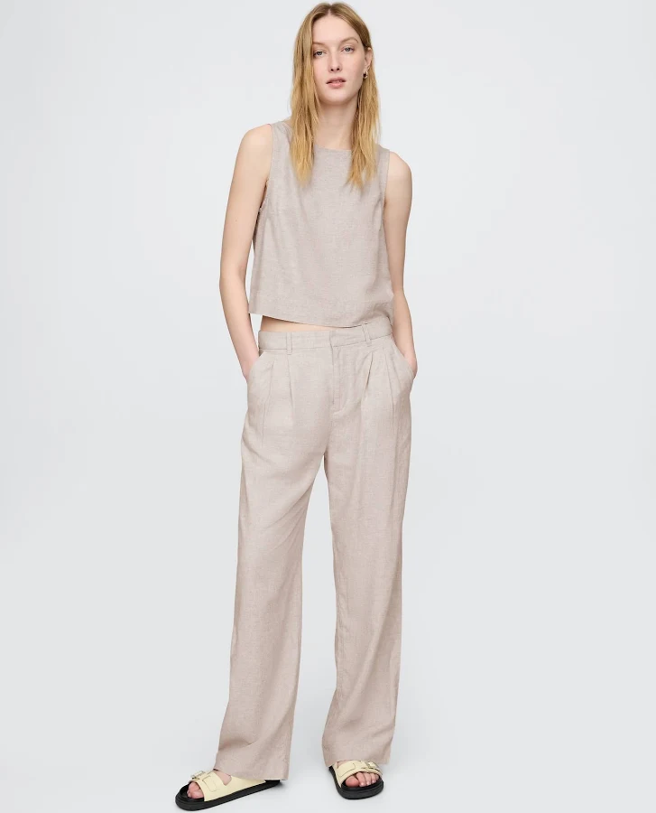 pants Gap Women's 365 High Rise Linen-Blend Trousers Gap $49