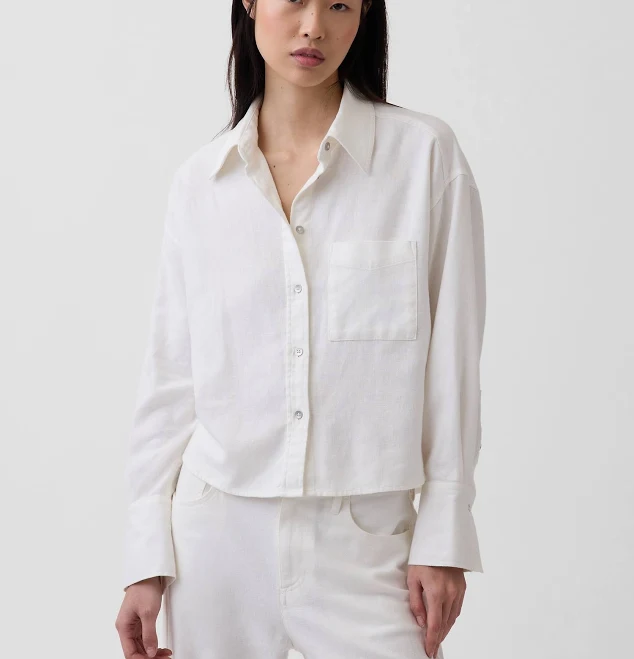 top Gap Women's Oversized Linen-Cotton Shirt Gap $39