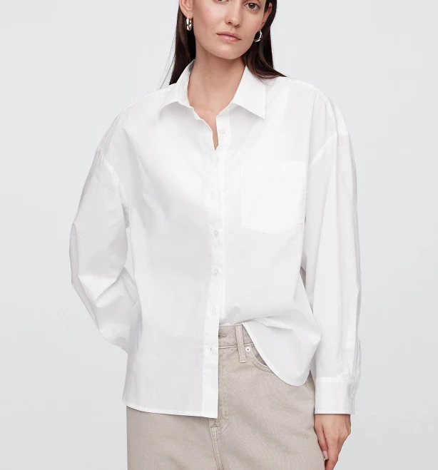 outerwear Gap Women's Oversized Poplin Shirt Gap Factory $35.99