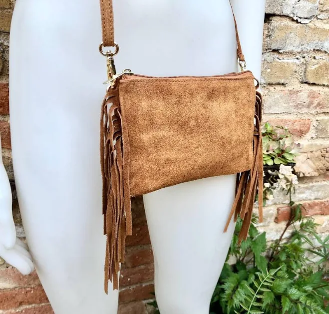 bag Genuine Suede Leather Crossbody Bag with Fringes Etsy - goodtimesbarcelona $34.4