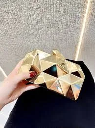 bag Geometric Faceted Hardcase Clutch MNBF137 - Gold missord $28.34