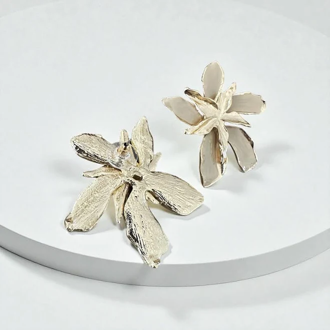 accessory Gold-Plated Enamel Flower Stud Earrings Etsy - Seller $45