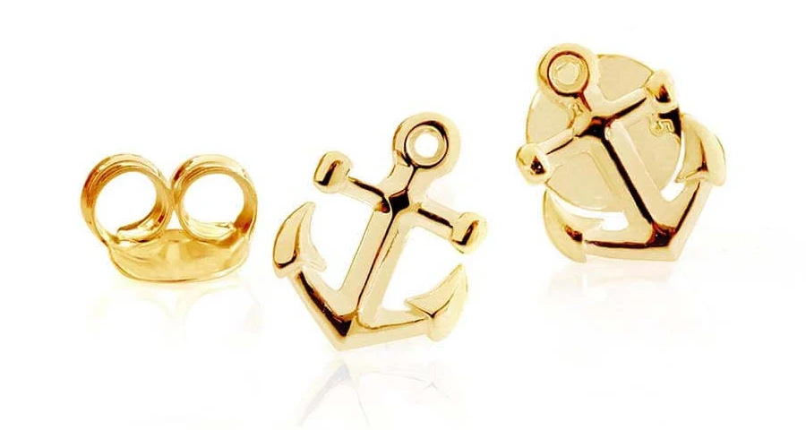 accessory Gold Vermeil Anchor Stud Earrings Jet Set Candy $58