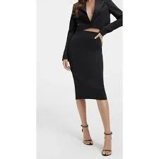 skirt Good American Womens High Waisted Midi Pencil Skirt Back Slit Stretch Sz 5 (2XL) Poshmark $68