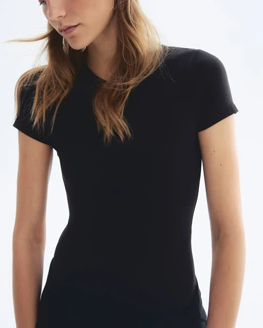 top H&M Ladies Microfiber Short-Sleeved Bodysuit H&M $12.99