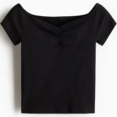 top H&M Ladies Ribbed Boat-Neck Top H&M $9.99