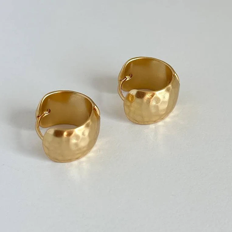 accessory Hammered Gold Chunky Hoop Earrings Etsy - Seller $23.25