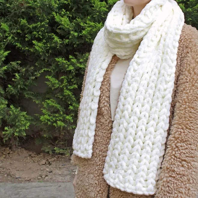 accessory Hand Knitted Chenille Scarf Etsy - Seller $55