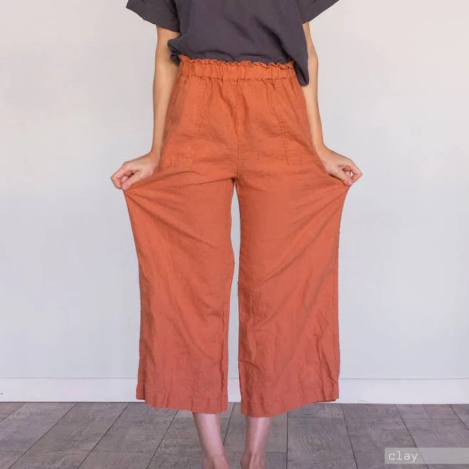 pants Handmade Relaxed Fit Linen Culottes with Pockets Etsy - LenokLINENcom $70