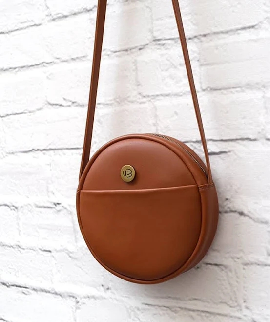 bag Handmade Vegan Leather Round Crossbody Bag Etsy - EverydayStylishBags $110.78