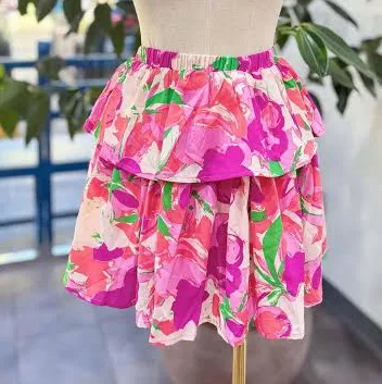 skirt High-Waisted Flowy Floral Tiered Ruffle Mini Skirt Etsy - Seller $20