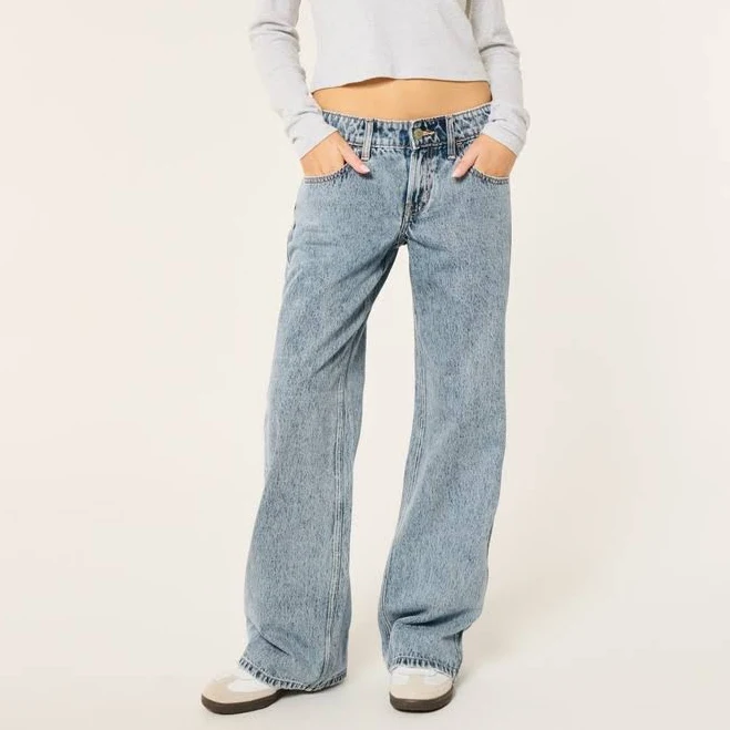 bottoms Hollister Women's Low-Rise Baggy Jeans Hollister Co - Official $19.99