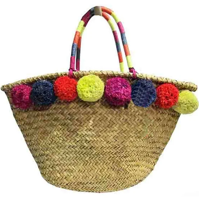 bag INC International Concepts Women's Livie Pom Straw Tote eBay - elitenj_llc $19